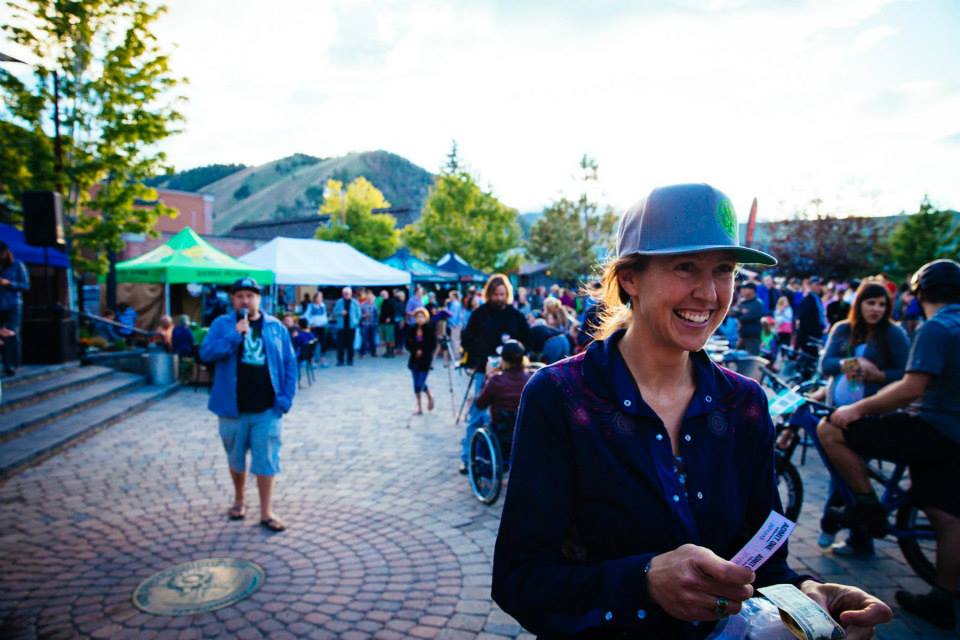 There she is...the person responsible for the Potato Peel Off, Brett Stevenson with her raffle tickets of glory. All proceeds from the raffle went to the Wood River Bike Coalition, the area's IMBA Chapter and maker of great trails.