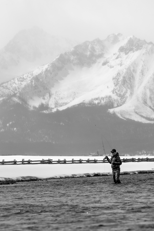 Brett Wilson casting amidst the Sawtooths