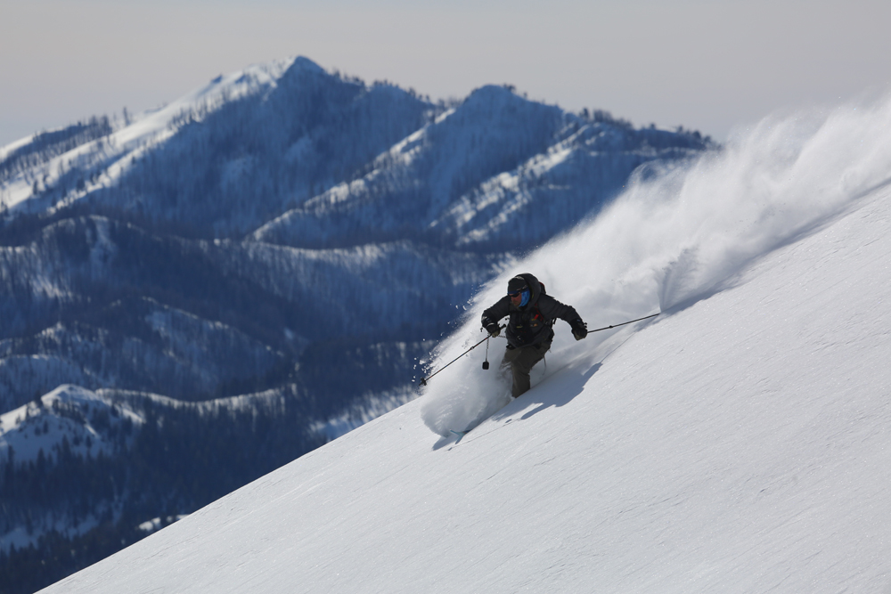Coach Deal leading it out and letting it rip. Best job in Sun Valley? Check.