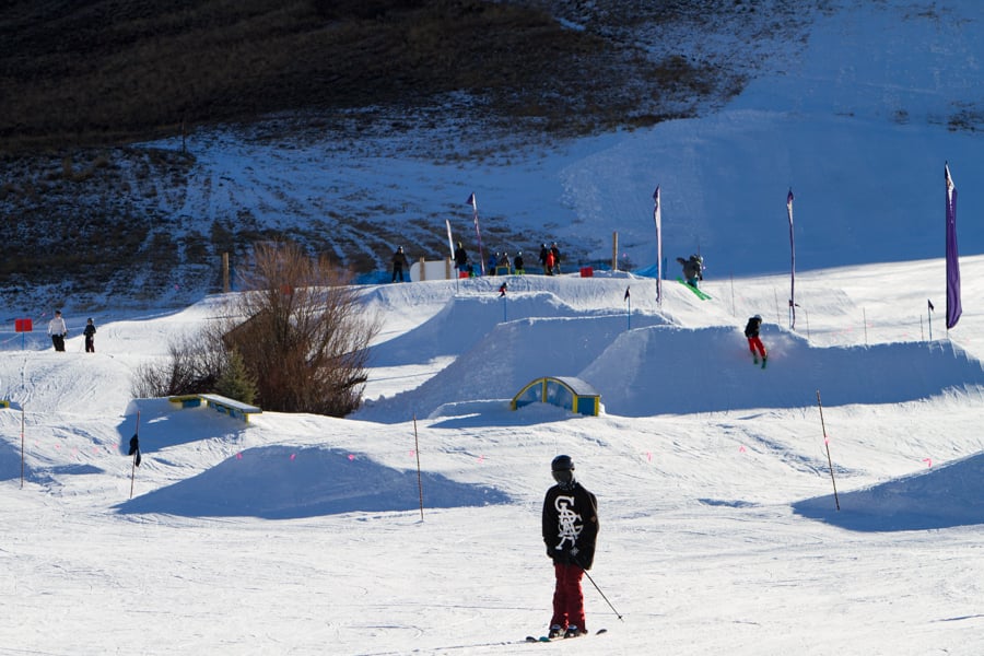 Dollar's terrain park was open for business making all the kids happy. Big and little.