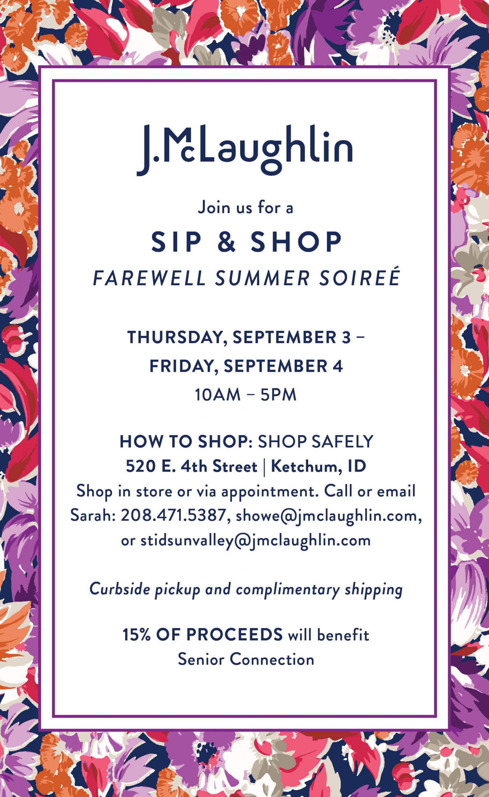 Jmclaughlin Sip Shop To Benefit The Senior Connection Visit Sun Valley